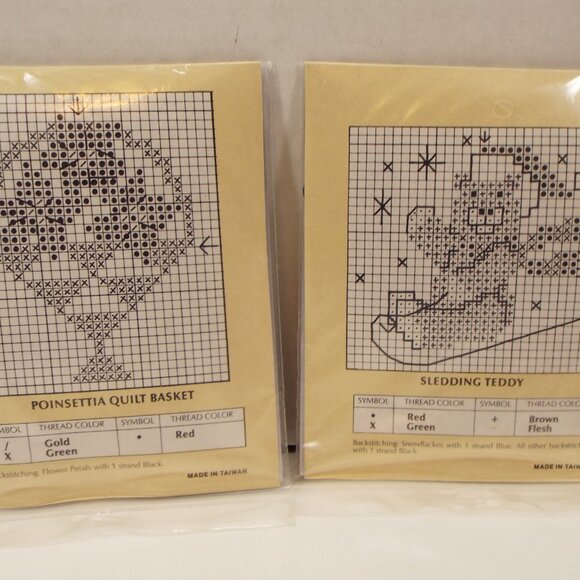 Traditions Counted Cross Stitch Kits –2 Pack- SLEDDING TEDDY & POINSETTA Set - Picture 13 of 16